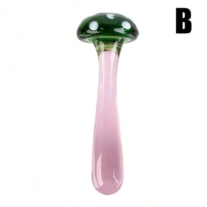 Dildo - Consolador | 14cm / 2.5cm | Hongo | Vidrio | Verde / Rosado | CJS-CO-31