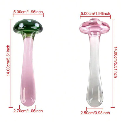 Dildo - Consolador | 14cm / 2.5cm | Hongo | Vidrio | Verde / Rosado | CJS-CO-31