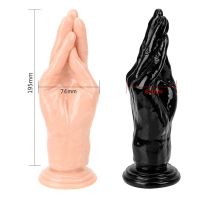 Dildo - Consolador / Mano | 19.5cm / 7.4cm | Negro / Carne | Fisting | BDSM | Silicona | CJS-FIS-01