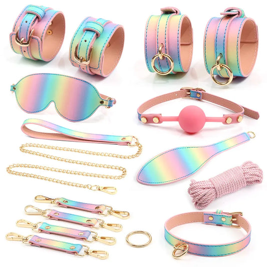 Kit BDSM | 9 Piezas | Arco Iris / Unicornio | Cuerina | CJS-KB-06