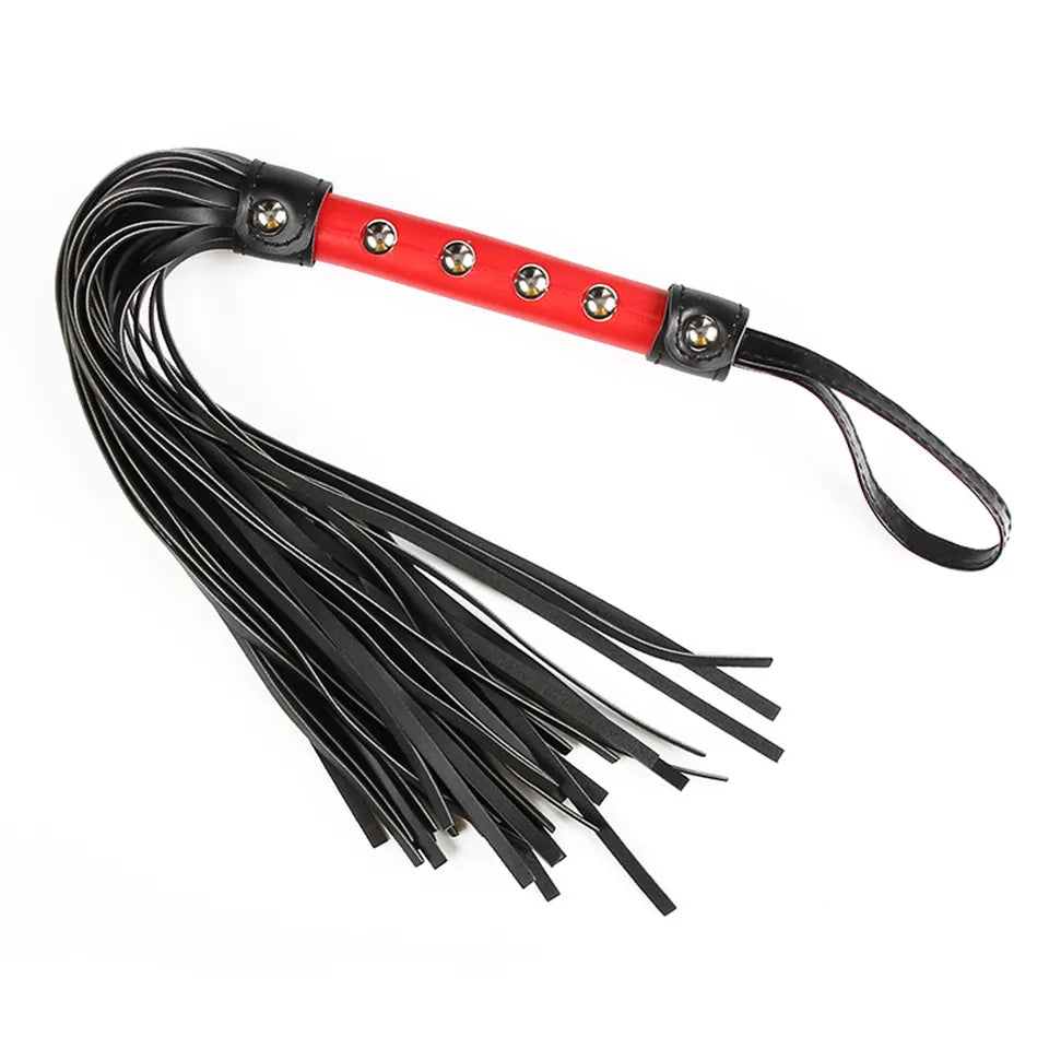 Látigo Ecuestre Decorativo Estilo Chino - Rojo Y Negro, 28 Cm Para Juegos Y Disfraces