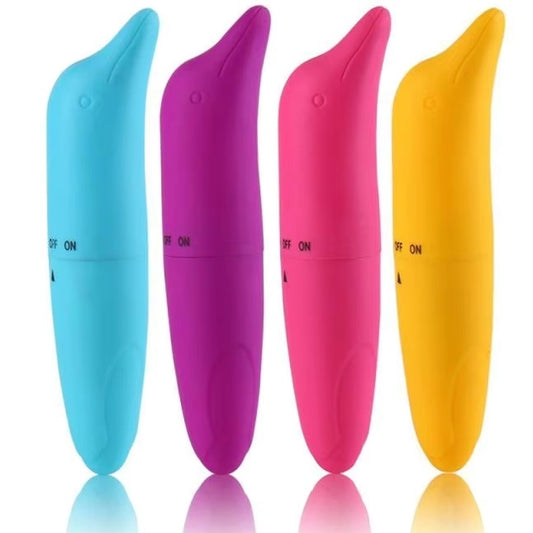 Vibrador - Delfín | 12cm / 3.2cm | Punto G | Amarillo / Celeste / Rosado / Morado | ABS | CJS-VI-37