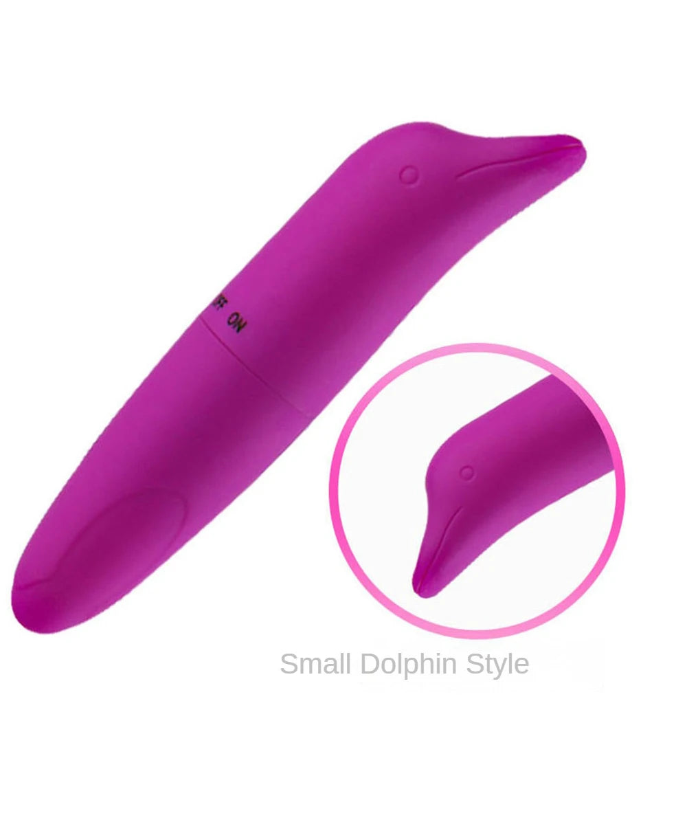 Vibrador - Delfín | 12cm / 3.2cm | Punto G | Amarillo / Celeste / Rosado / Morado | ABS | CJS-VI-37