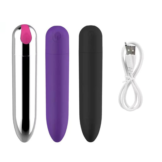 Vibrador - Labial | Recargable / USB | 9.2cm / 1.8cm | Morado / Negro / Plateado | ABS | CJS-VI-41