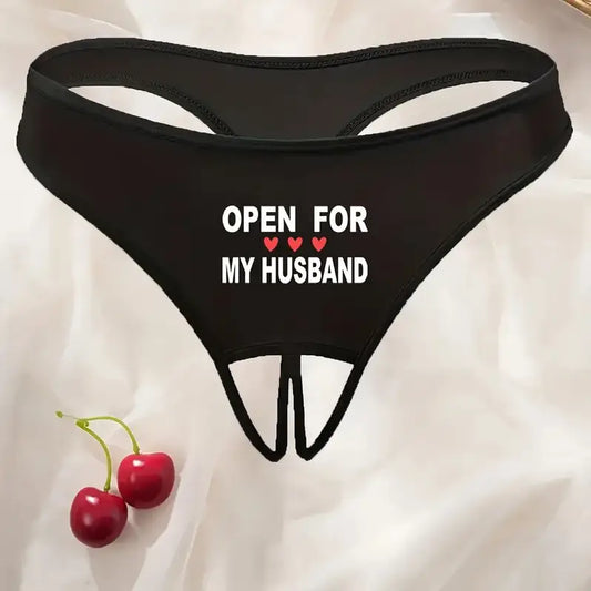 Tanga | Entrepierna Descubierta | Open For My Husband | Negro | 0XL / 1XL / 2XL / 3XL / 4XL | CL-CA-07