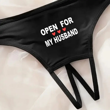 Tanga | Entrepierna Descubierta | Open For My Husband | Negro | 0XL / 1XL / 2XL / 3XL / 4XL | CL-CA-07
