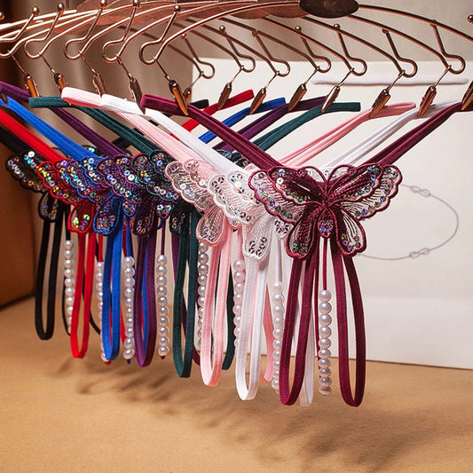 Hilo con Perlas Estimulantes | Entrepierna Descubierta | 7 Colores | Mariposa | Talla Única | CL-HI-16