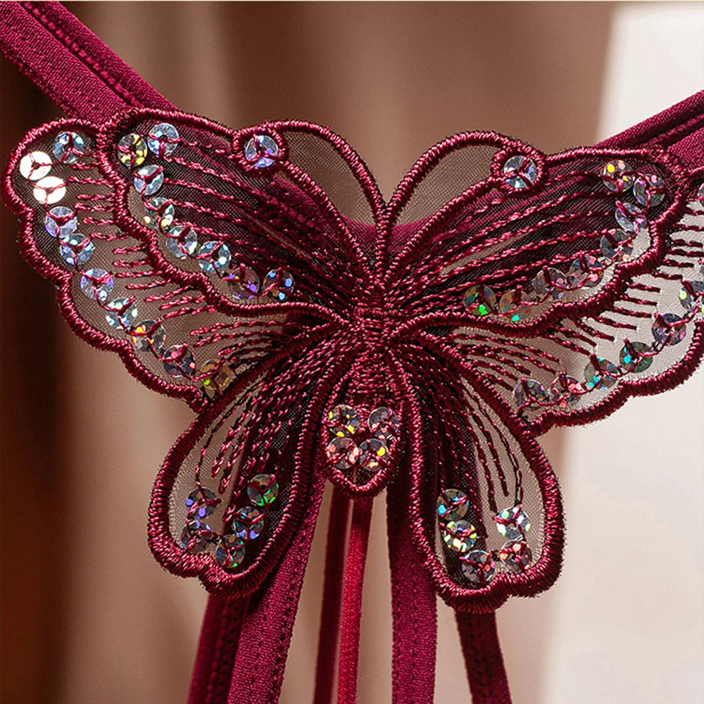 Hilo con Perlas Estimulantes | Entrepierna Descubierta | 7 Colores | Mariposa | Talla Única | CL-HI-16