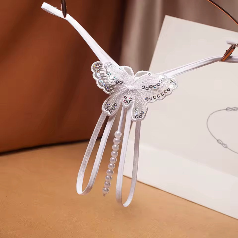 Hilo con Perlas Estimulantes | Entrepierna Descubierta | 7 Colores | Mariposa | Talla Única | CL-HI-16