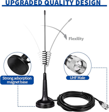 Antena Bingfu + Soporte Magnético + Cable RG58  | Banda Ciudadana / CB / 11 Metros | 33cm | PL259 | CRC-AN-46