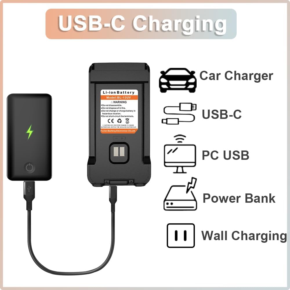 Batería BL-13UV para Radios de Comunicación Baofeng UV-13 |USB C | 7.4V | CRC-BA-32