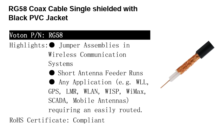 Cable Coaxial RG-58/U (por Metro) | 19AWG | CRC-CAB-11