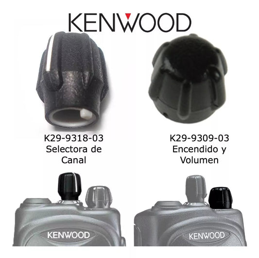 Perillas de Volumen + Selector de Canal para Radios de Comunicación Kenwood TK | 2 Pack | CRC-PER-08