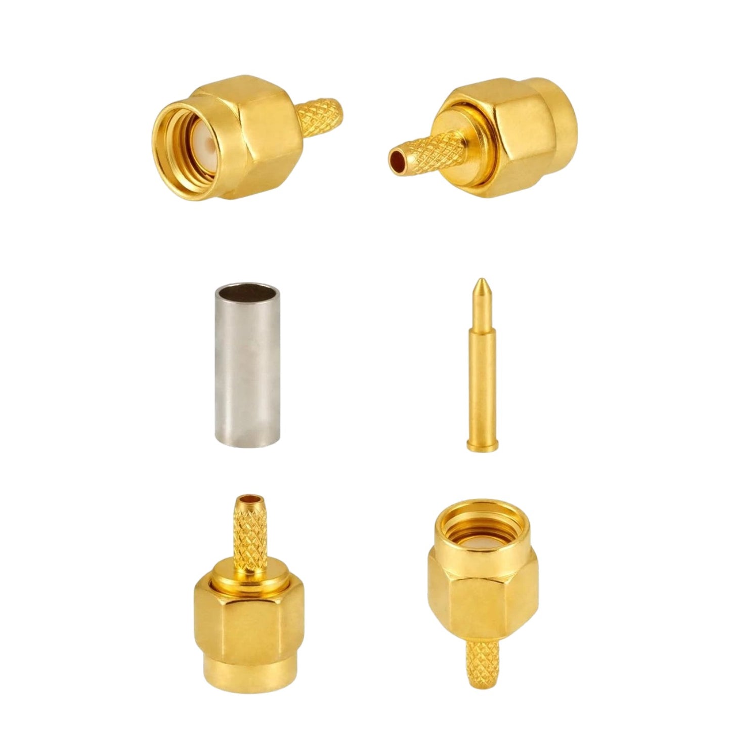 Terminal / Conector SMA Macho de Anillo Plegable para Ensamblar en Cable RG316, RG174, RG178 | CRC-TER-07