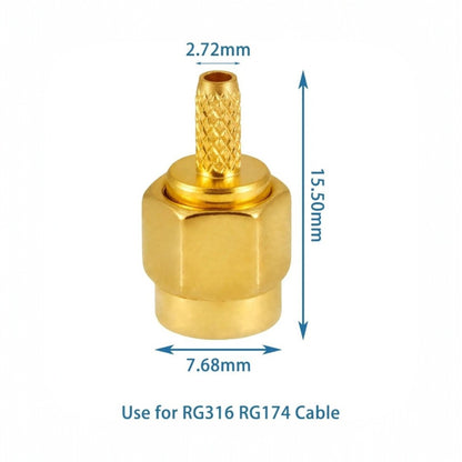 Terminal / Conector SMA Macho de Anillo Plegable para Ensamblar en Cable RG316, RG174, RG178 | CRC-TER-07