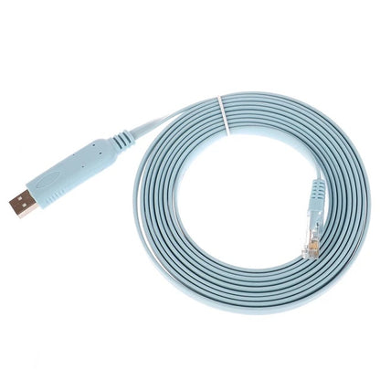 Cable de Consola | RS232 | CH340 / PL2303 | USB A -> RJ45 | 300cm | Celeste / Negro | CRE-UTP-15