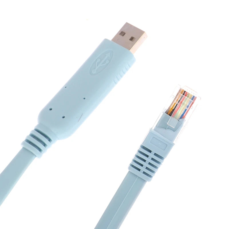 Cable de Consola | RS232 | CH340 / PL2303 | USB A -> RJ45 | 300cm | Celeste / Negro | CRE-UTP-15