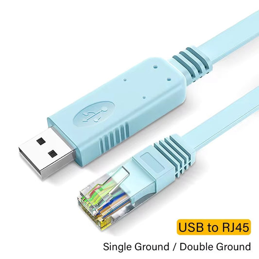 Cable de Consola | RS232 | CH340 / PL2303 | USB A -> RJ45 | 80cm | Celeste / Negro | CRE-UTP-16