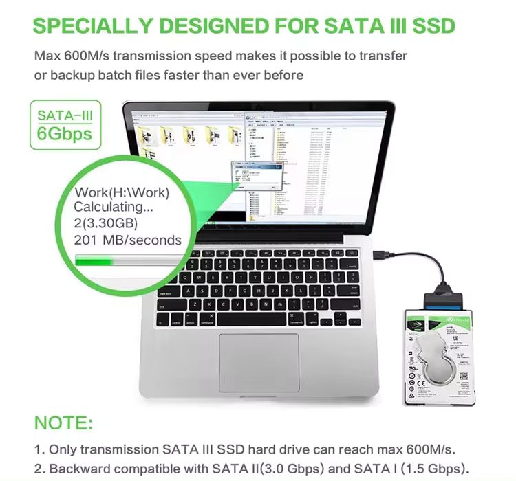 Adaptador USB 3.0 -> Sata 7+15 Pines | Uso en Discos Duros de 2.5" | CTE-ADA-14