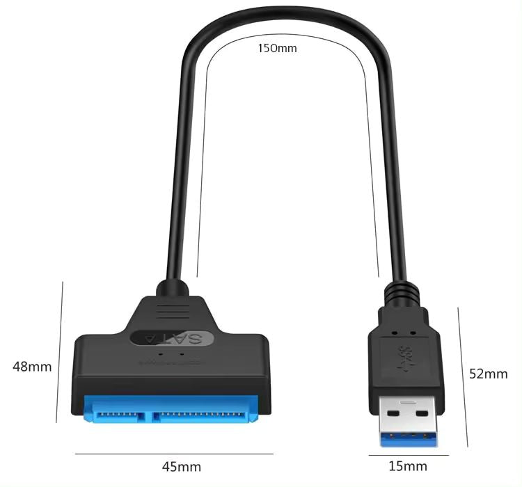 Adaptador USB 3.0 -> Sata 7+15 Pines | Uso en Discos Duros de 2.5" | CTE-ADA-14