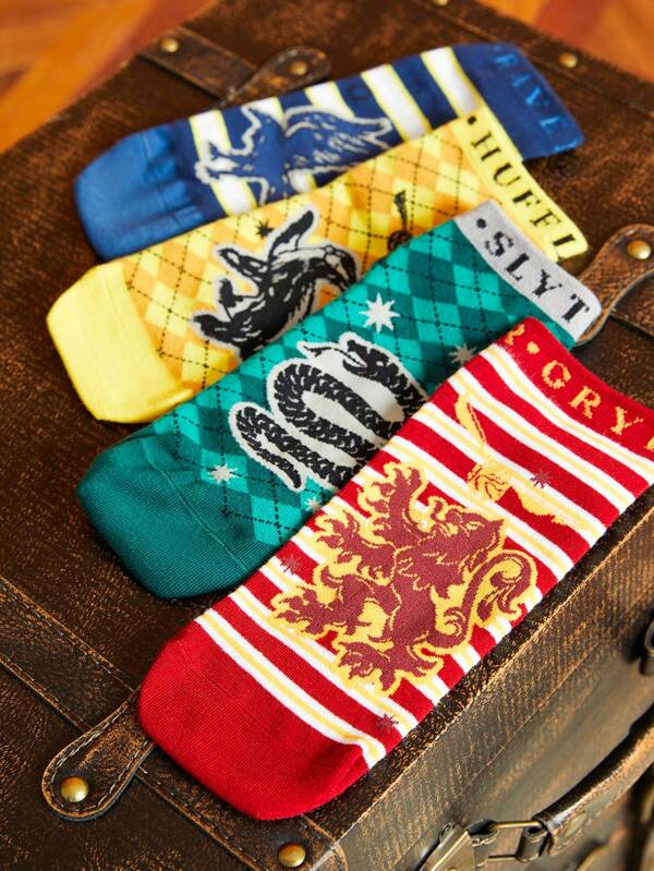 Medias - Harry Potter | 4 Pack / Gryffindor + Ravenclaw + Hufflepuff + Slytherin | CZG-ME-30