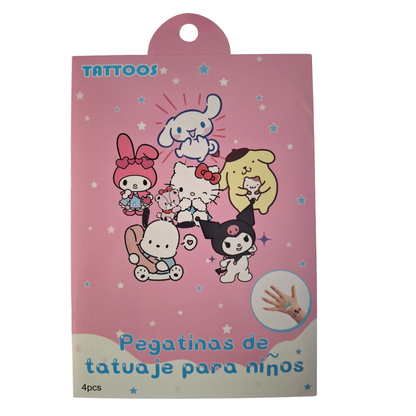 Tatuajes Temporales | Hello Kitty  | Incluye 4 Láminas Diferentes | CZG-TTO-11