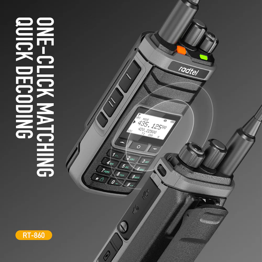 Radio de Comunicación Radtel RT-860 | UHF / VHF / CB / AM | 5W | USB C | Análogo