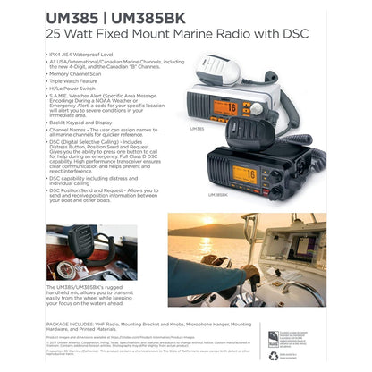 Uniden UM385BK | Marino | Móvil - 25W | IPX4 / JIS4