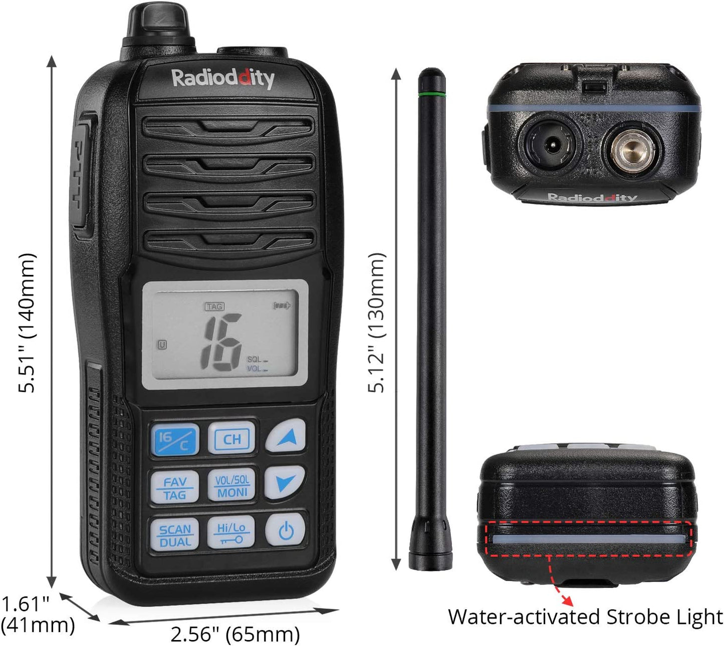 Radioddity Voyage RV6 | Banda Marina | 5W | IP67 (Resistente al Agua) / Flotante