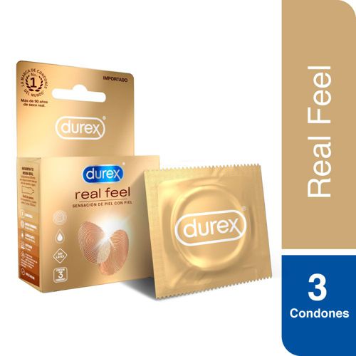 Condón / Preservativo Durex Real Feel | 3 Pack | Lubricado | Sin Látex | CJS-CON-08