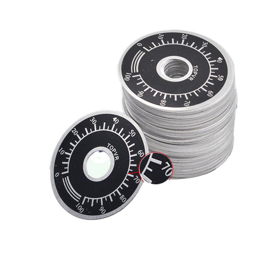 Escala para Potenciómetros con Perilla | 2 Pack | 40mm / 10mm | Metal | CE-POT-03