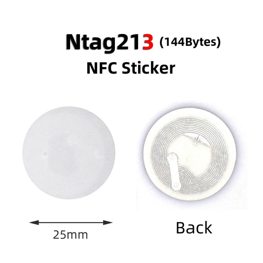 Sticker - Etiqueta NFC / NTAG213 | 144 bytes | Adhesivo / Adherible | Blanco | 2.5mm | CE-TAG-02