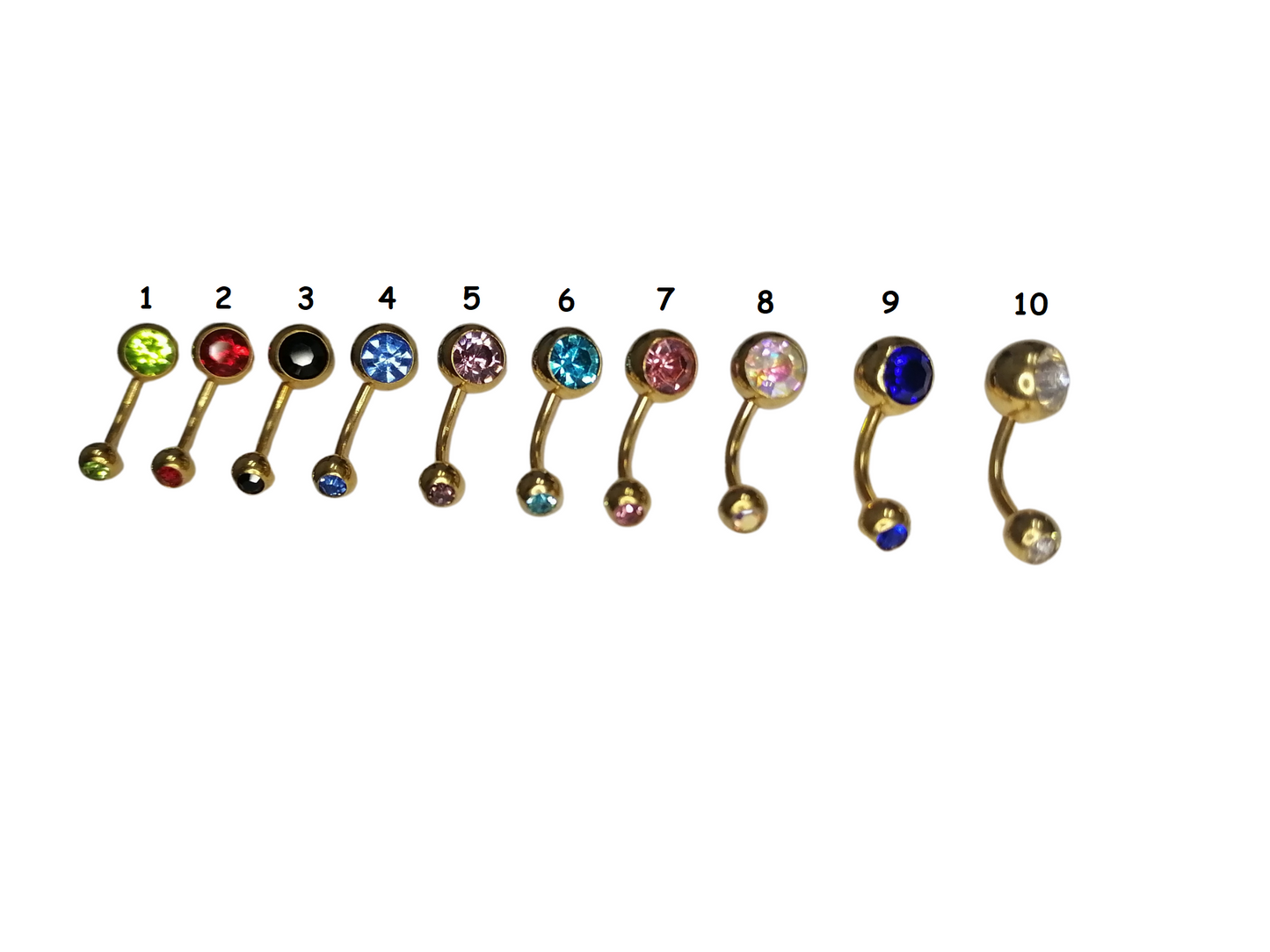 Piercing de Ombligo | Dorado / 10 Colores | Acero Inoxidable | CJM-PRC-02