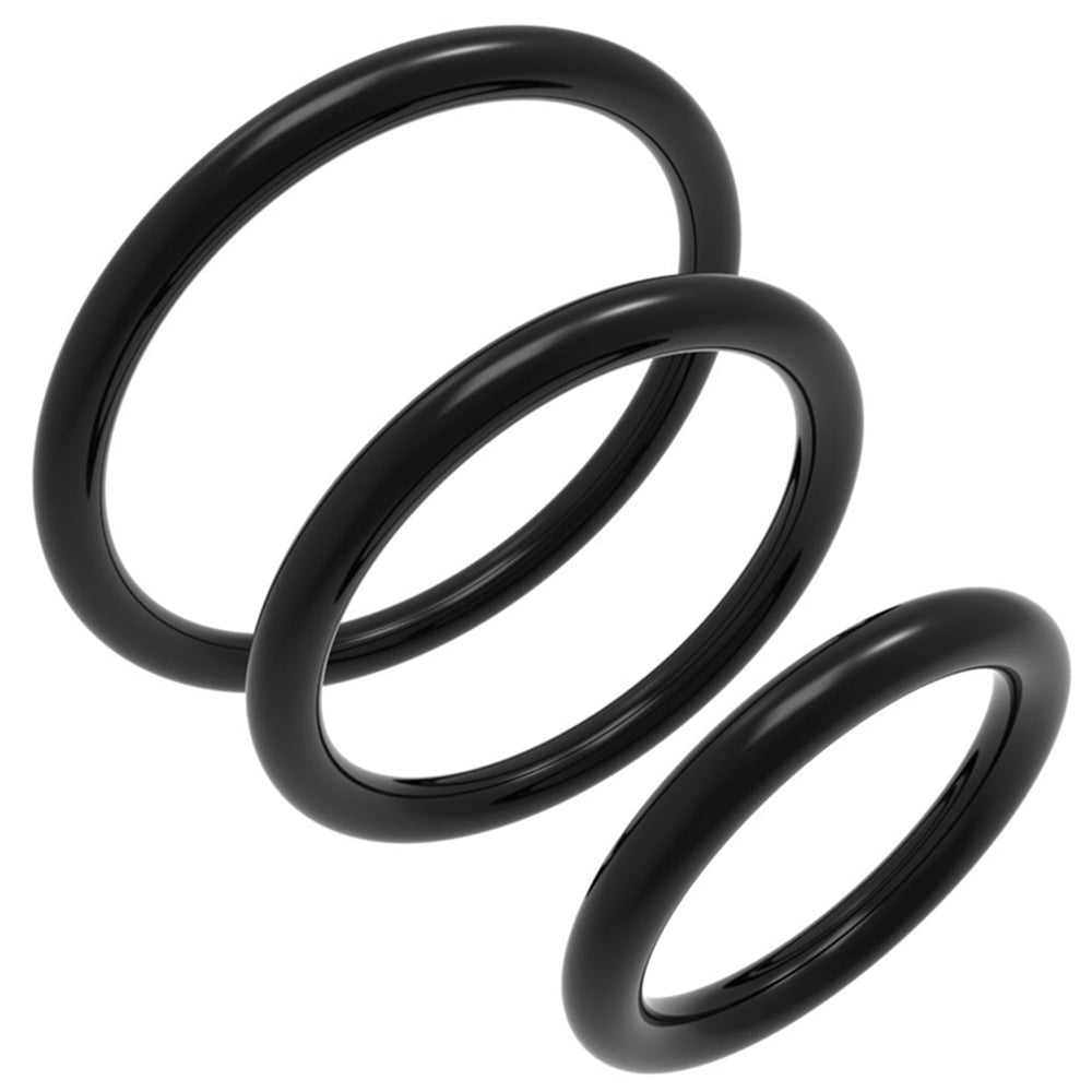 Set de 3 Anillos Retardadores | Lisos | Negro | CJS-AN-02