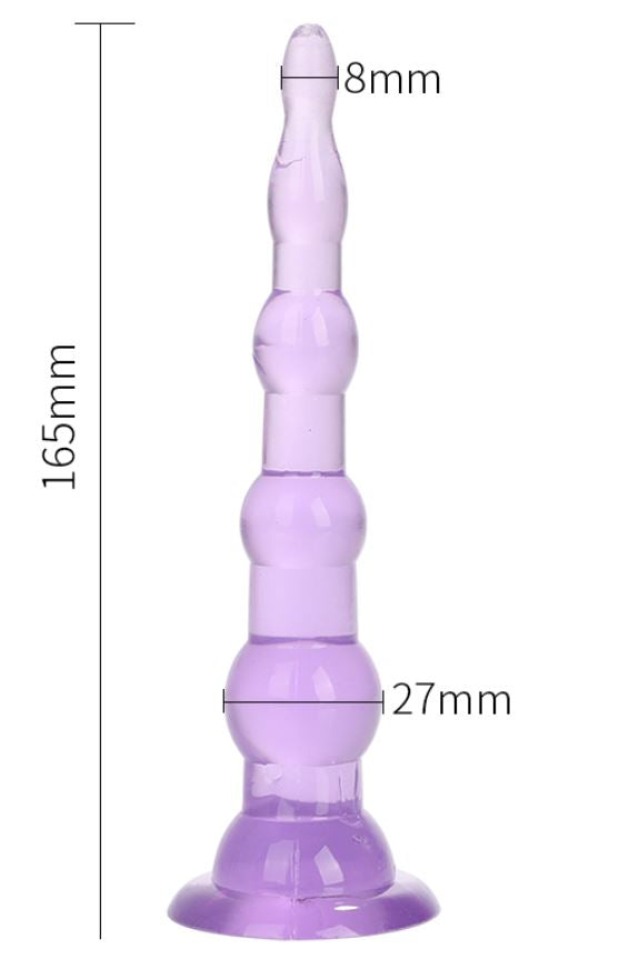 Plug Anal - Consolador Anal | 16.5cm | Violeta | 6 Cuentas | Silicona - Flexible | CJS-AP-01