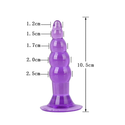 Plug Anal - Consolador Anal | 10.5cm / 2.5cm | Morado / Negro / Rosado / Celeste / Transparente | Silicona - Flexible | CJS-AP-07