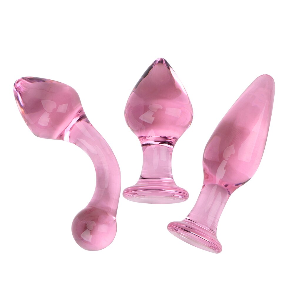 Set de 3 Plug Anal | Rosado | Vidrio | 11cm / 4.2cm | CJS-AP-41