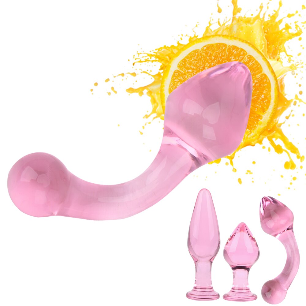 Set de 3 Plug Anal | Rosado | Vidrio | 11cm / 4.2cm | CJS-AP-41