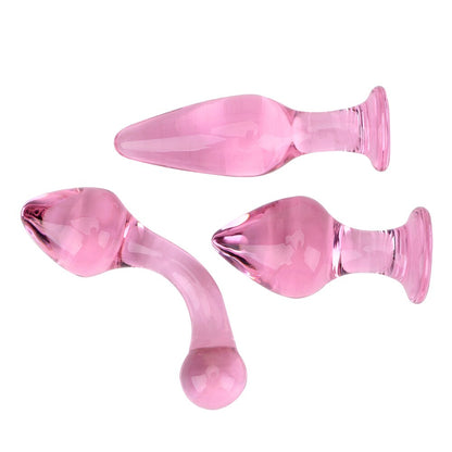 Set de 3 Plug Anal | Rosado | Vidrio | 11cm / 4.2cm | CJS-AP-41