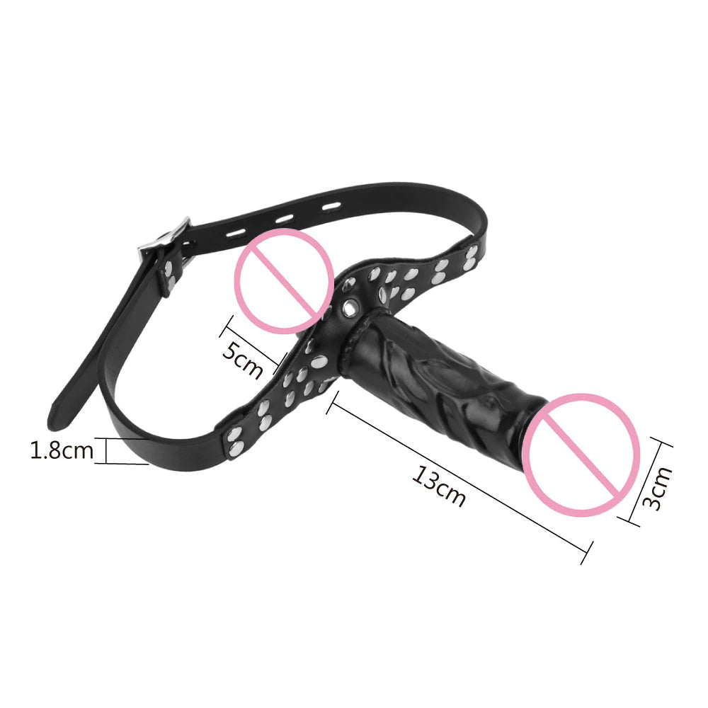 Strap On - Arnés de Cabeza | Doble Dildo 14cm/3cm + 5cm/3cm | Negro | Ajustable | Silicona + Cuerina | CJS-AR-06