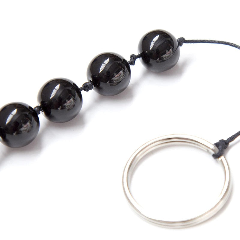 Anal Beads - Bolas Anales | 24cm / 1.4cm | 8 Cuentas | Negro | Vidrio | CJS-BA-02