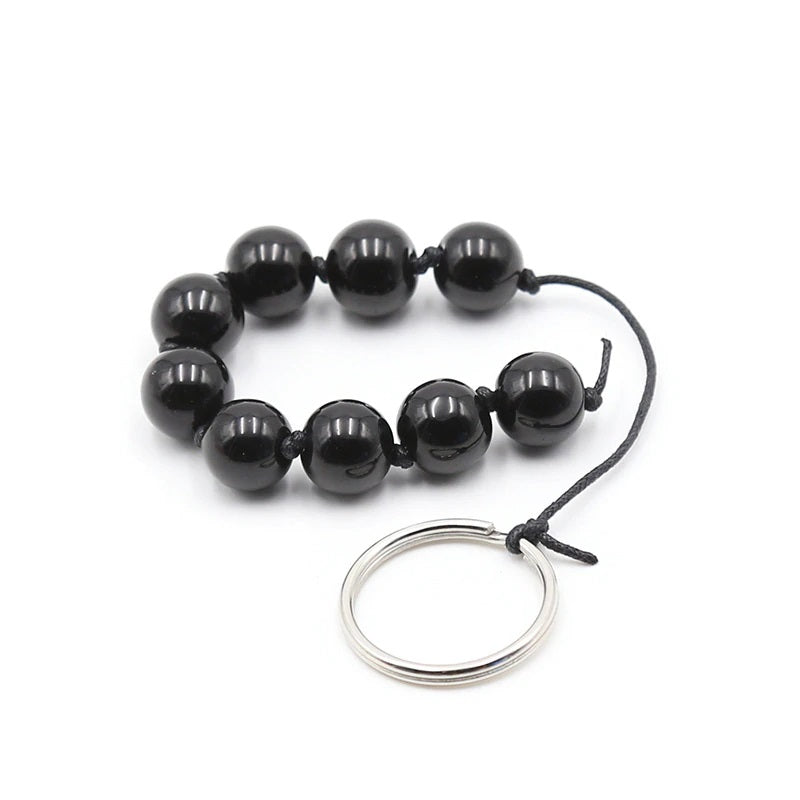 Anal Beads - Bolas Anales | 24cm / 1.4cm | 8 Cuentas | Negro | Vidrio | CJS-BA-02