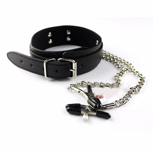 Collar de Sumisión con Prensas para Pezones | BDSM | 55cm |  CJS-CB-01