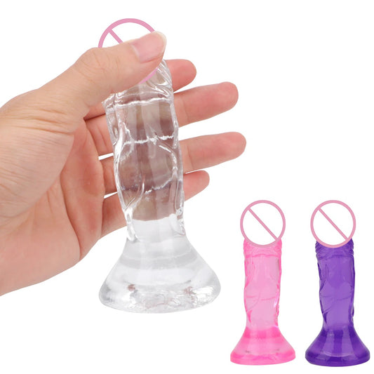 Dildo - Consolador | 12.5cm / 3cm | Rosado / Morado / Transparente | TPE - Flexible | CJS-CO-16