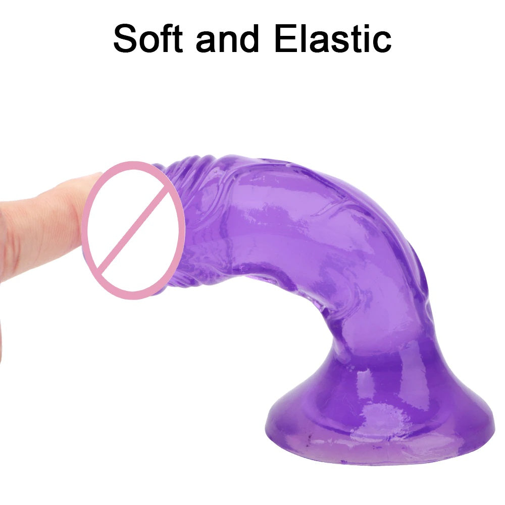 Dildo - Consolador | 12.5cm / 3cm | Rosado / Morado / Transparente | TPE - Flexible | CJS-CO-16