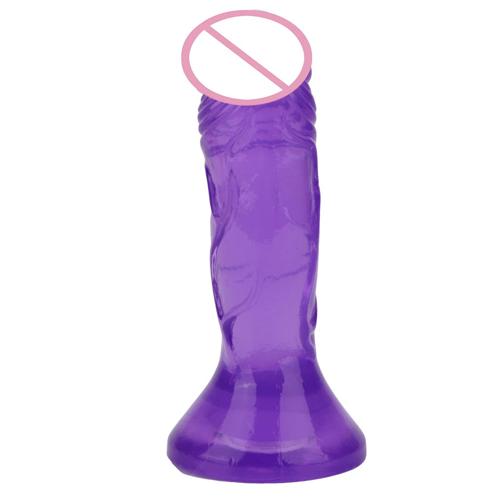 Dildo - Consolador | 12.5cm / 3cm | Rosado / Morado / Transparente | TPE - Flexible | CJS-CO-16