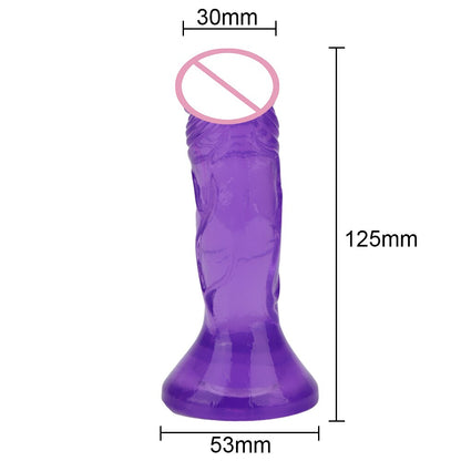 Dildo - Consolador | 12.5cm / 3cm | Rosado / Morado / Transparente | TPE - Flexible | CJS-CO-16