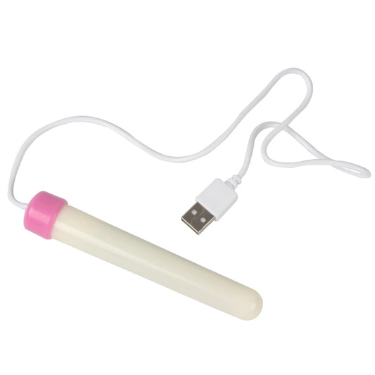 Dildo - Consolador | USB/Calentador | 13cm / 2cm | Blanco-Rosado | ABS | CJS-CO-18