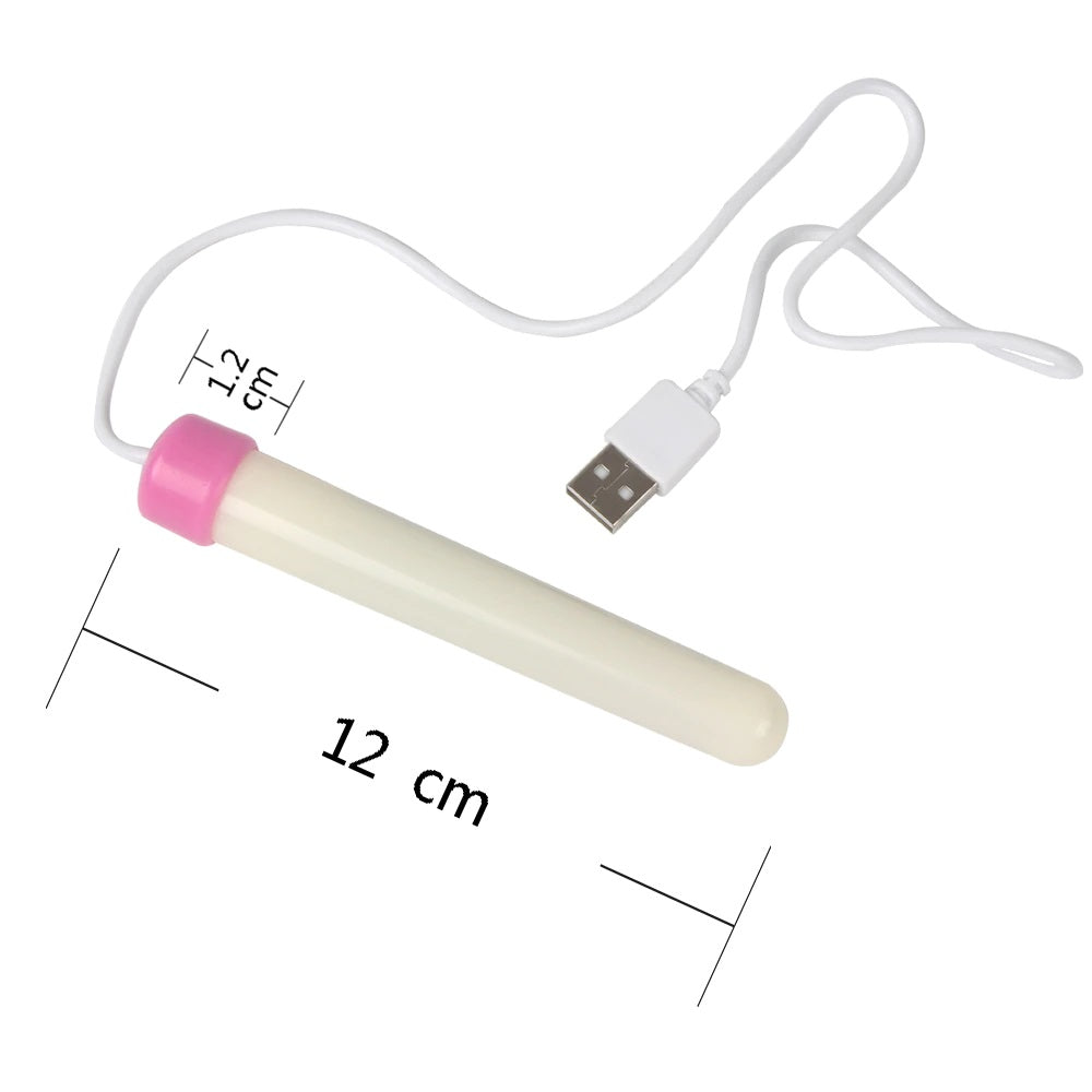 Dildo - Consolador | USB/Calentador | 13cm / 2cm | Blanco-Rosado | ABS | CJS-CO-18