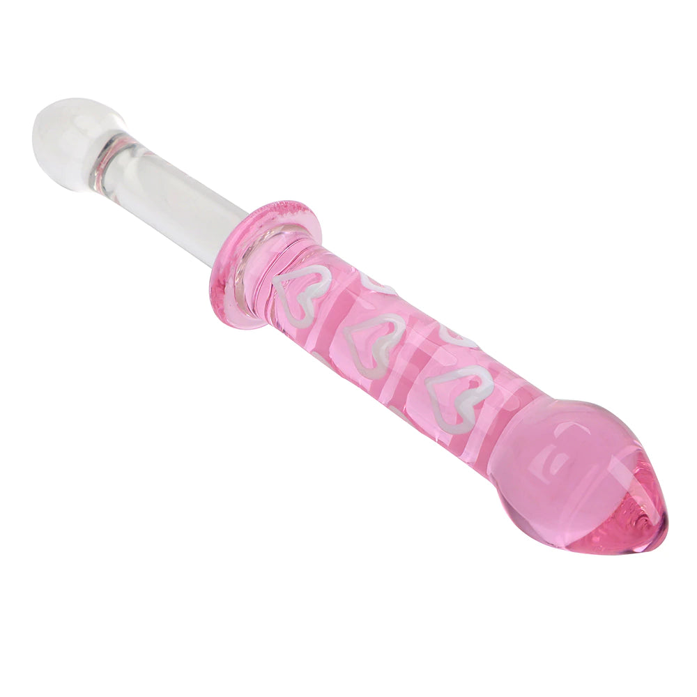 Dildo - Consolador | Doble Cabeza | Con Relieve / Texturas | Transparente + Rosado | Vidrio | 23cm / 3.5cm | CJS-CO-22